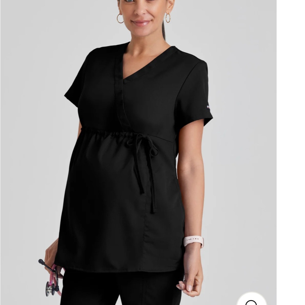 Grey's Anatomy Black Maternity Scrub Top